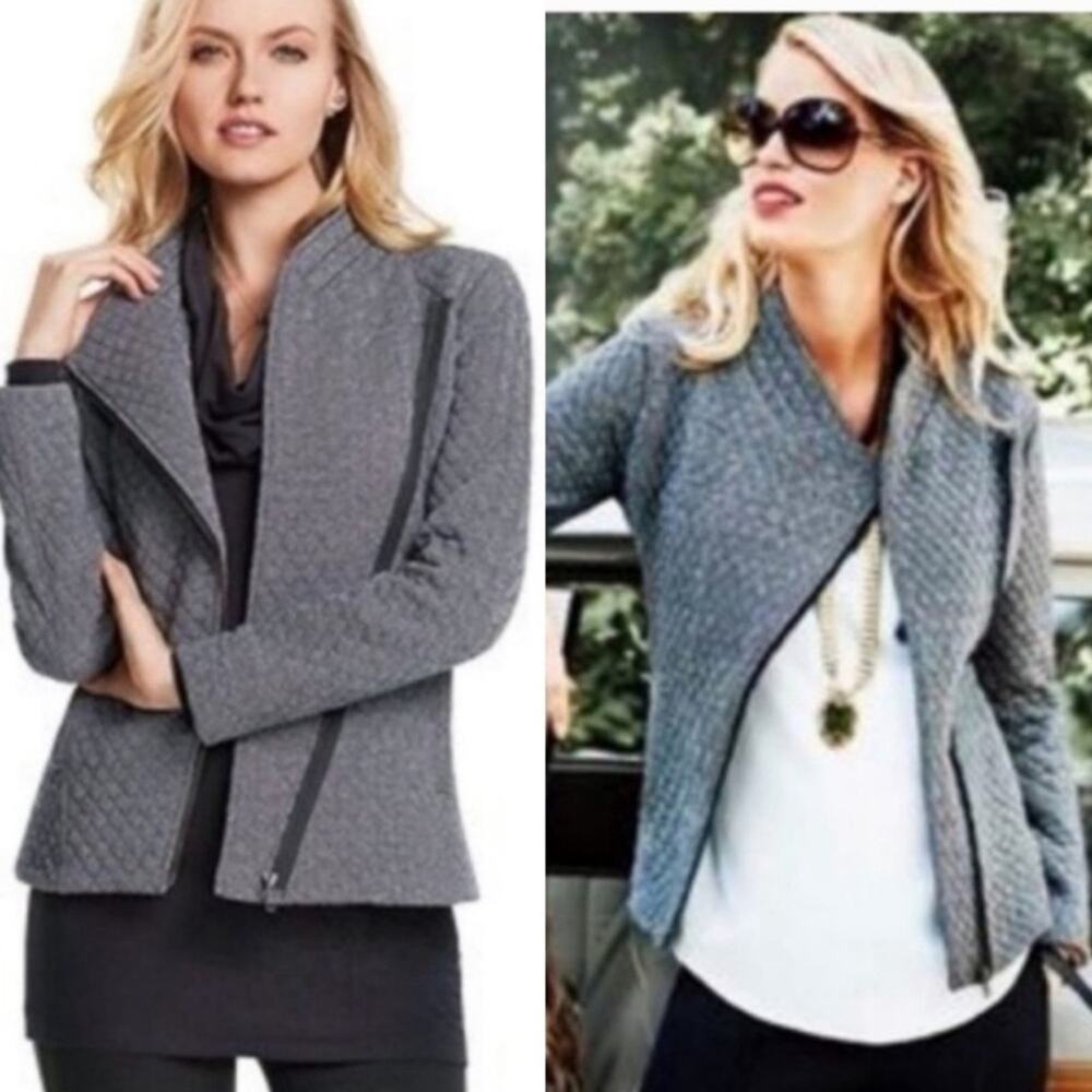 CAbi Quilted Moto Jacket in Black Herringbone Style #3025 Size Small - Picture 6 of 15